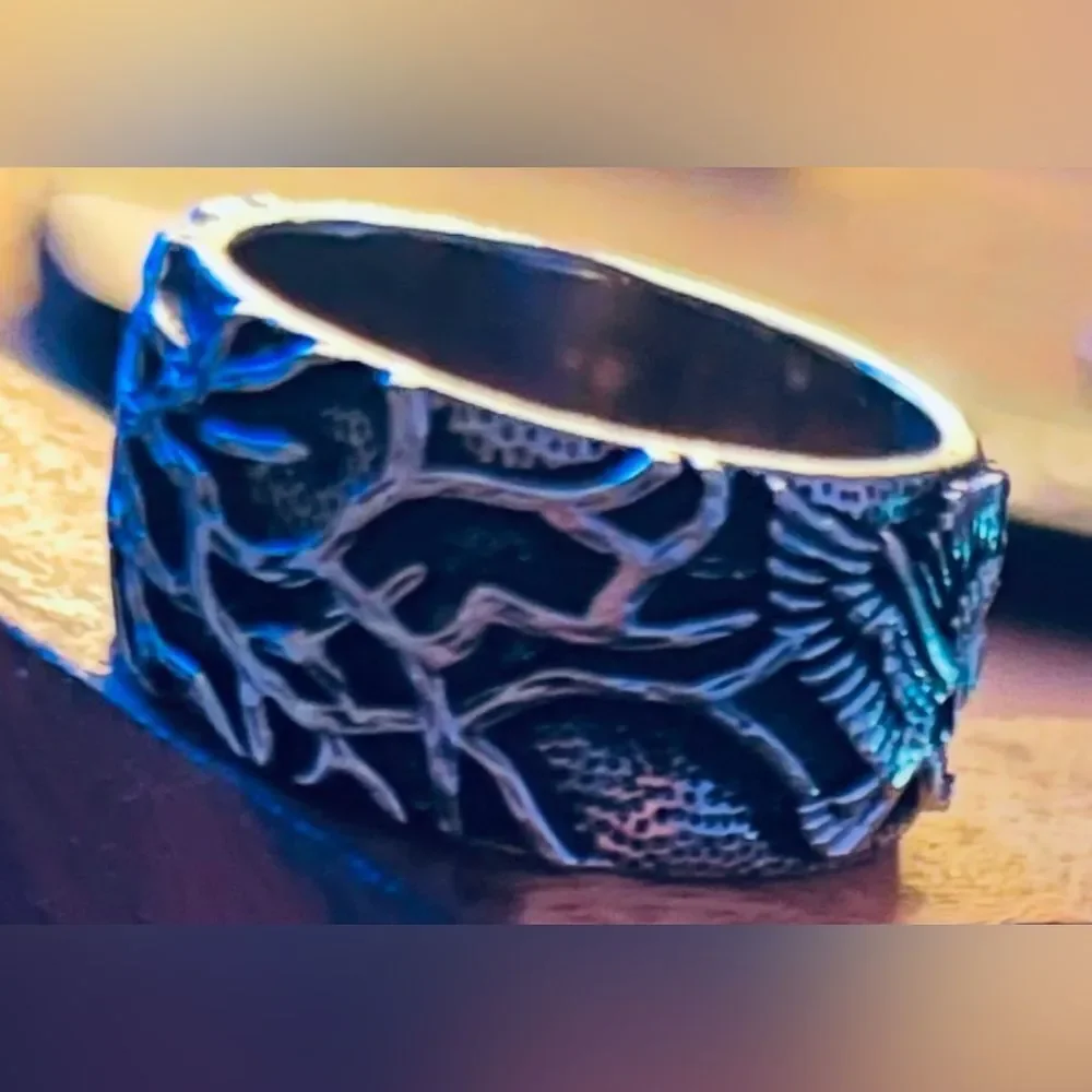 GTHIC Retro Eagle Branch Men’s Brass Ring